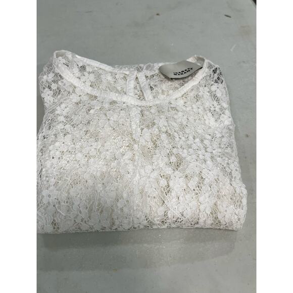Isabel Marant Toyela White Lace Sheer Etoile Mock Neck Long Sleeve Top Size 38/6 - Picture 13 of 13